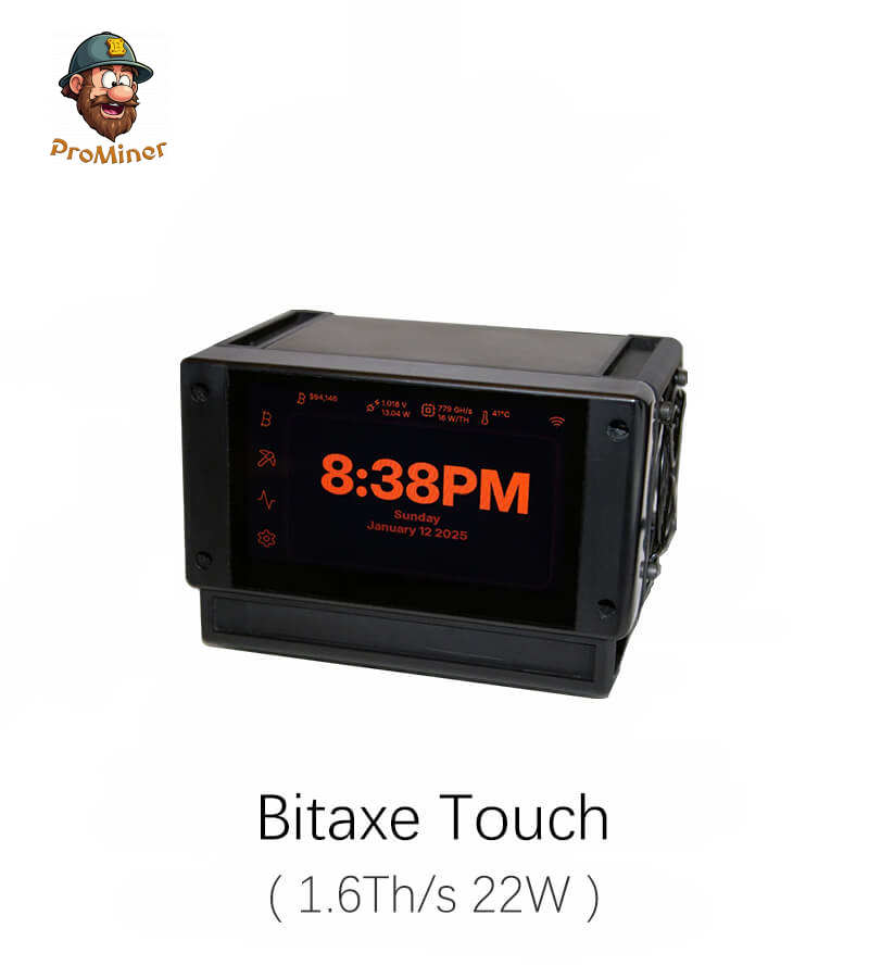 Bitaxe Touch 1.6TH/s 22W Bitcoin Solo Miner