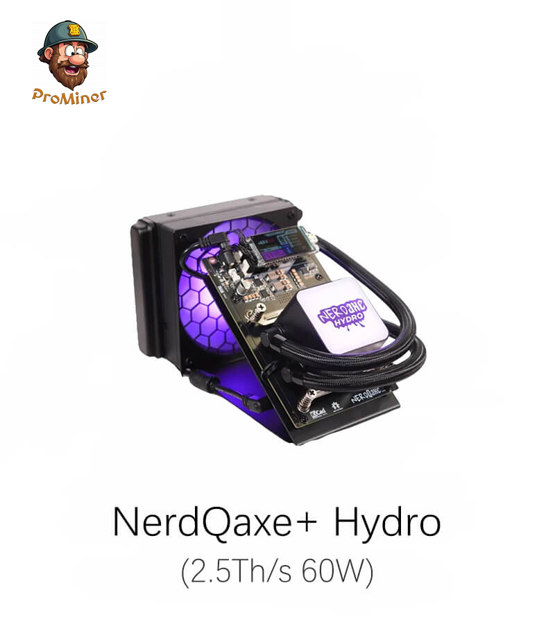 NerdMiner NerdQaxe+ Hydro 2.5Th/s 60W Bitcoin Miner Solo Miner